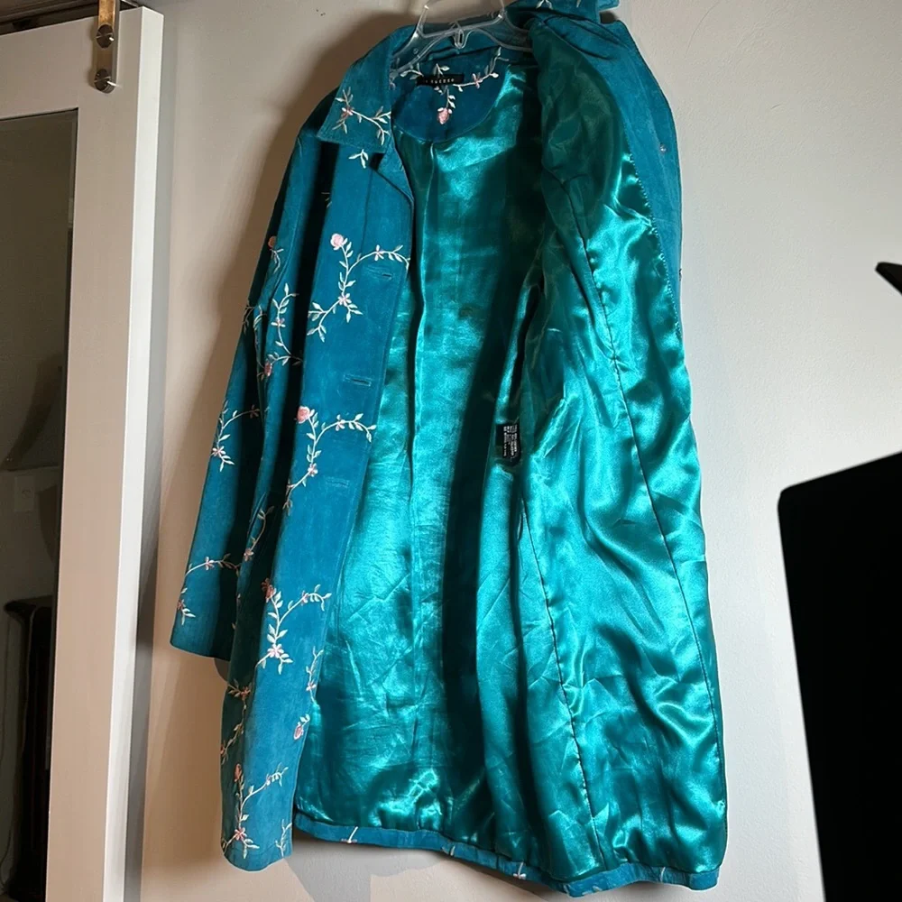 Suede embroidered duster 3/4 jacket - Picture 4 of 6